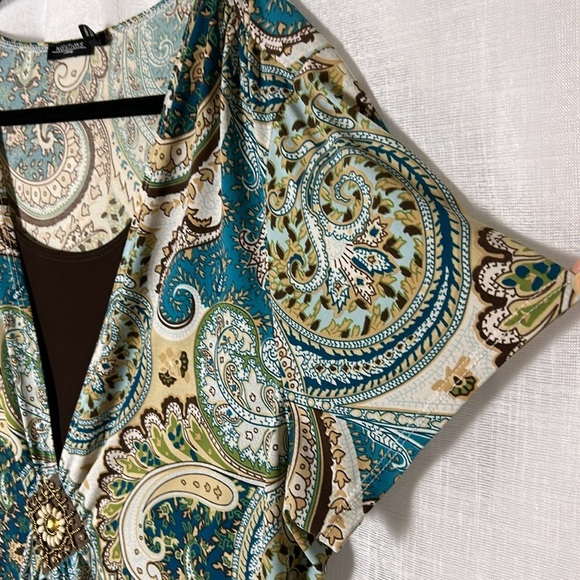 Y2K 70’s vibe,retro,Notations,blouse ,2X,Tribal Vintage,stretchy,boho,wood,beads - Picture 4 of 13